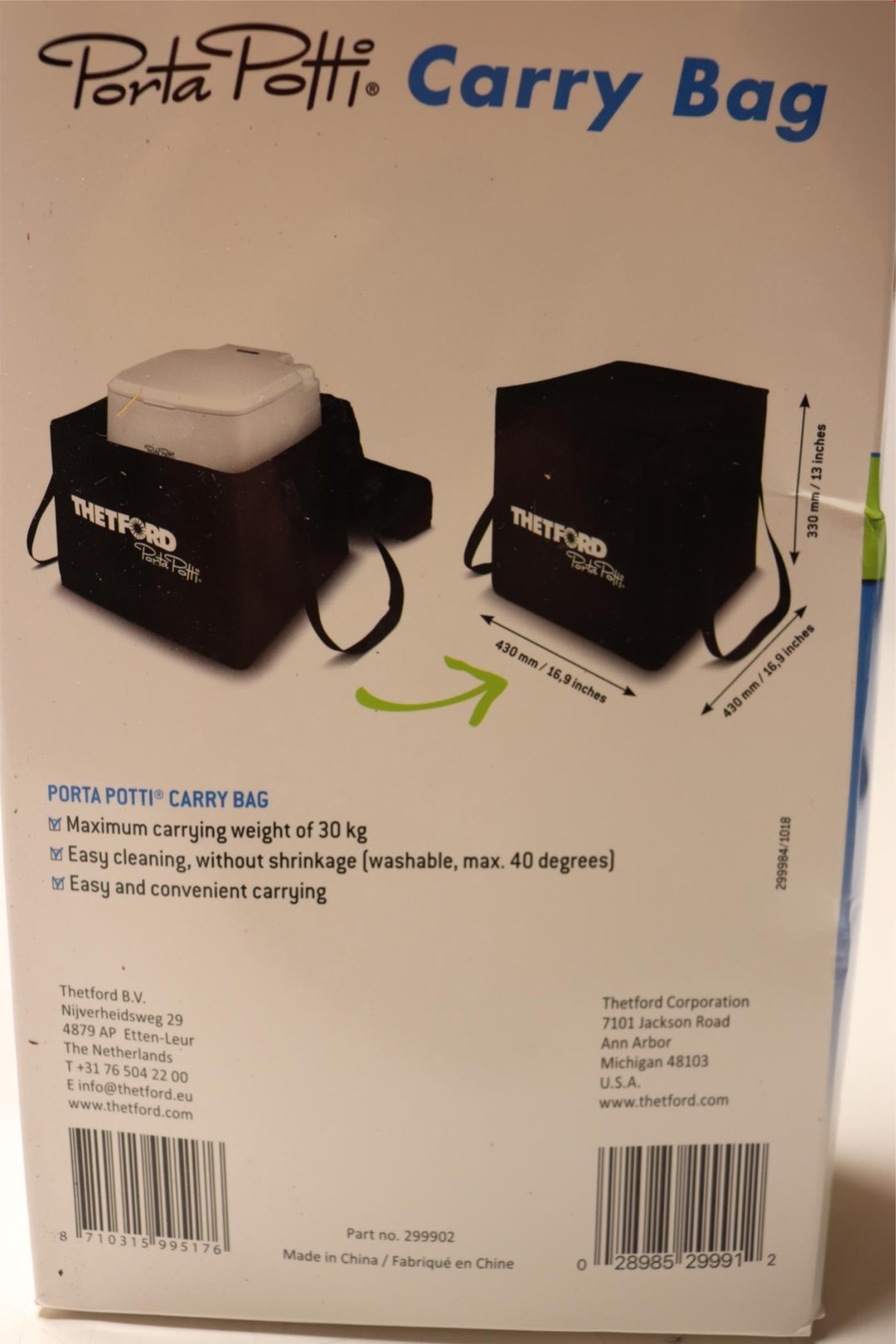 Thetford 299901 Porta Potti Polyester Large Packaging Bag