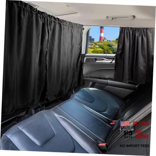 3PCS Car Privacy Curtains – 1 Rear Seat & 2 Side – Black (4pcs)