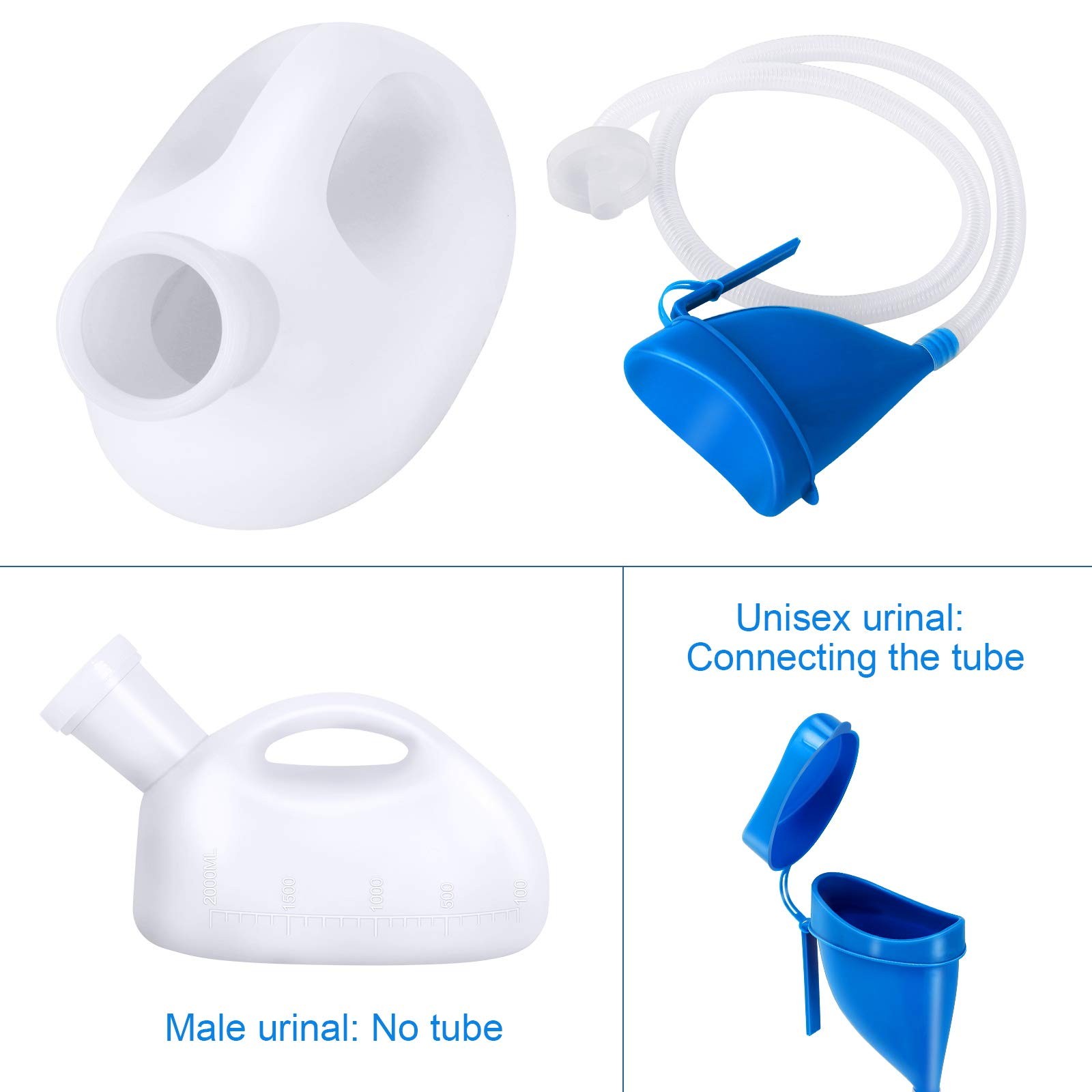 Unisex Potty with Lid and Funnel, Portable Pee Bottle for Men and Women, 2000ml