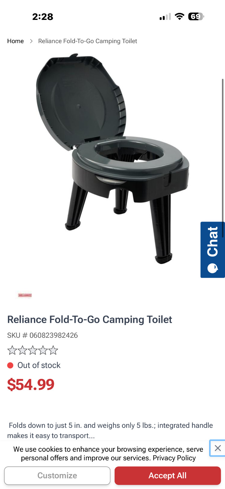 Outdoor Camping Hunting Travel Folding Portable Collapsible Potty Seat