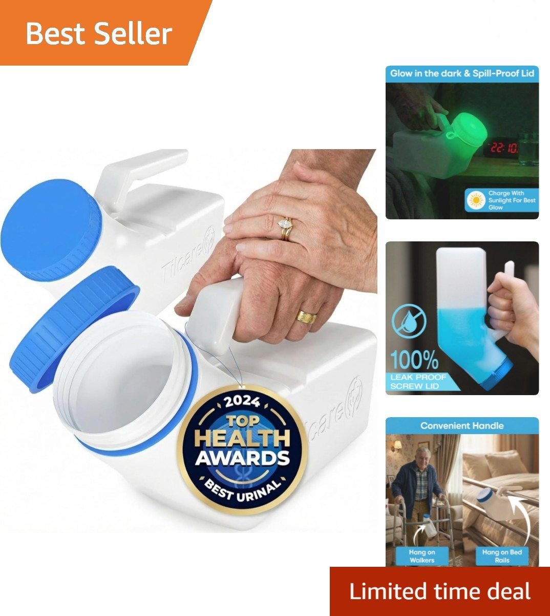 Portable 2 Pack Men’s Urinals with Glow in the Dark Lid – Easy Travel Solution