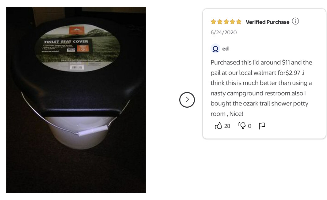 5 Gallon Bucket Toilet Seat w/ Lid Travel Outdoor Camping Hiking Snap On Black