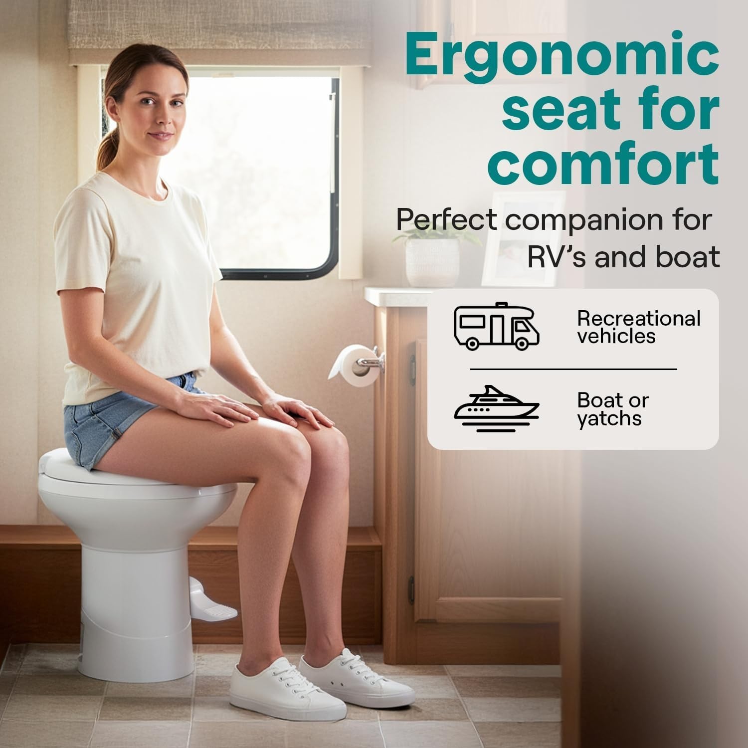 RV Toilet – Small Camp Toilet with Foot Pedal and a Hand Sprayer, Leak-Proof,…