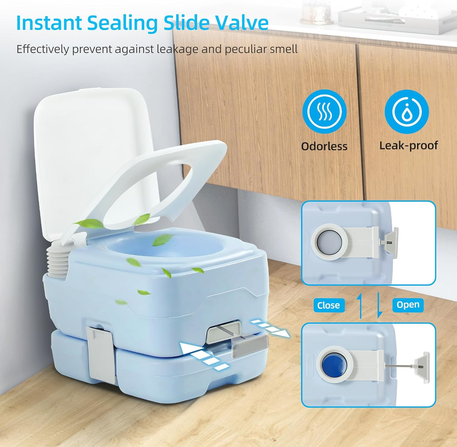 2.64 Gallon Portable Toilet for Camping, RV Travel Potty with Press Flush Pump,