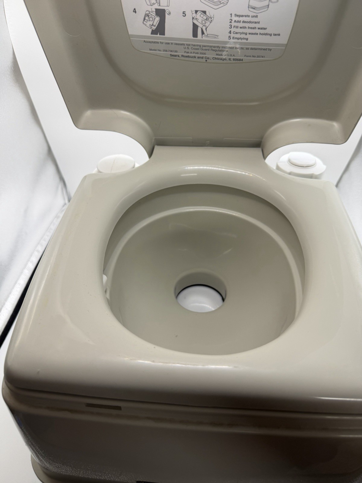 Vintage Sears Pak-A-Potti 2000 Portable Camping RV Boat Toilet Unused USA