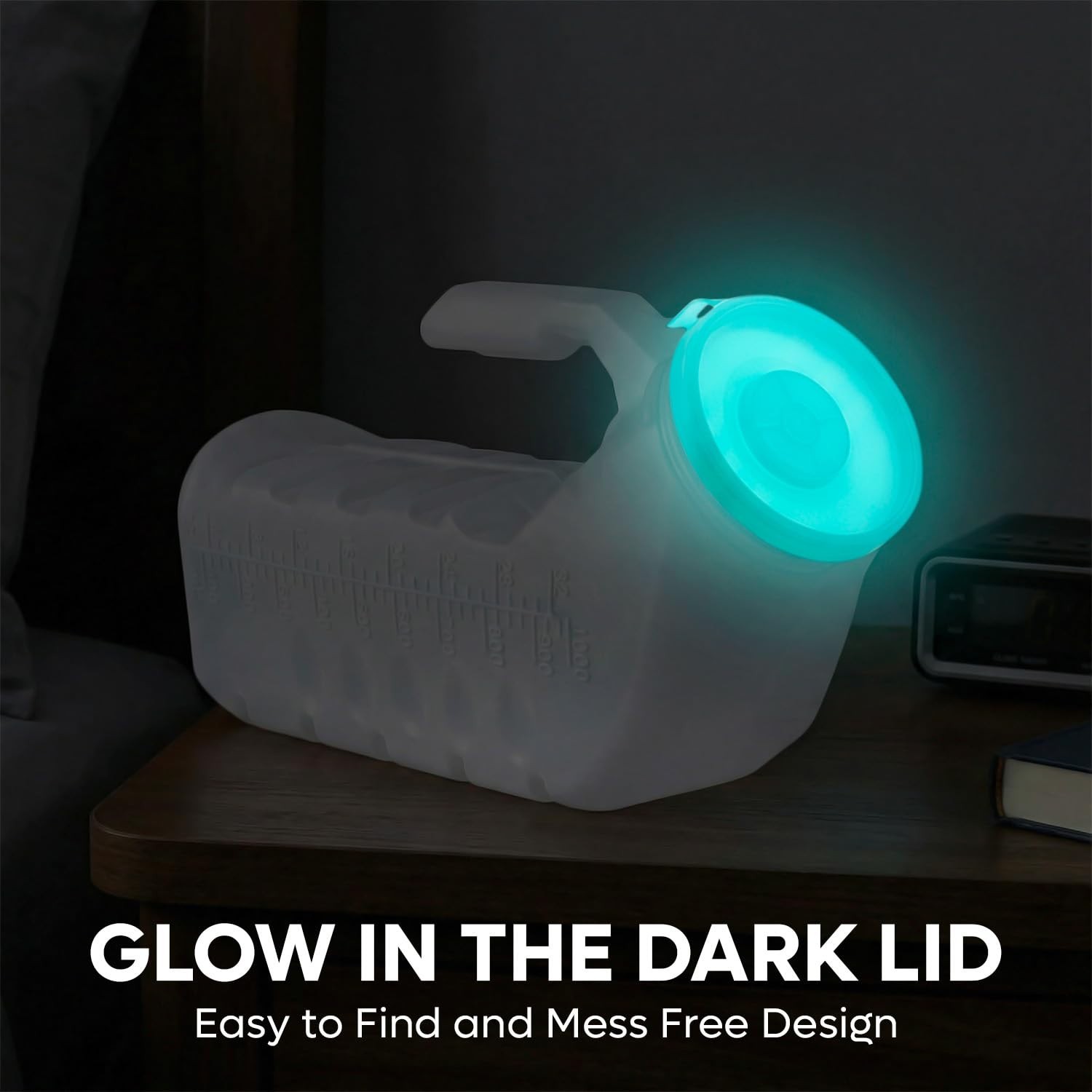 Portable Glow-in-the-Dark Urinals for Men – 6 Pack Reusable 32oz Bedside Pee Bot