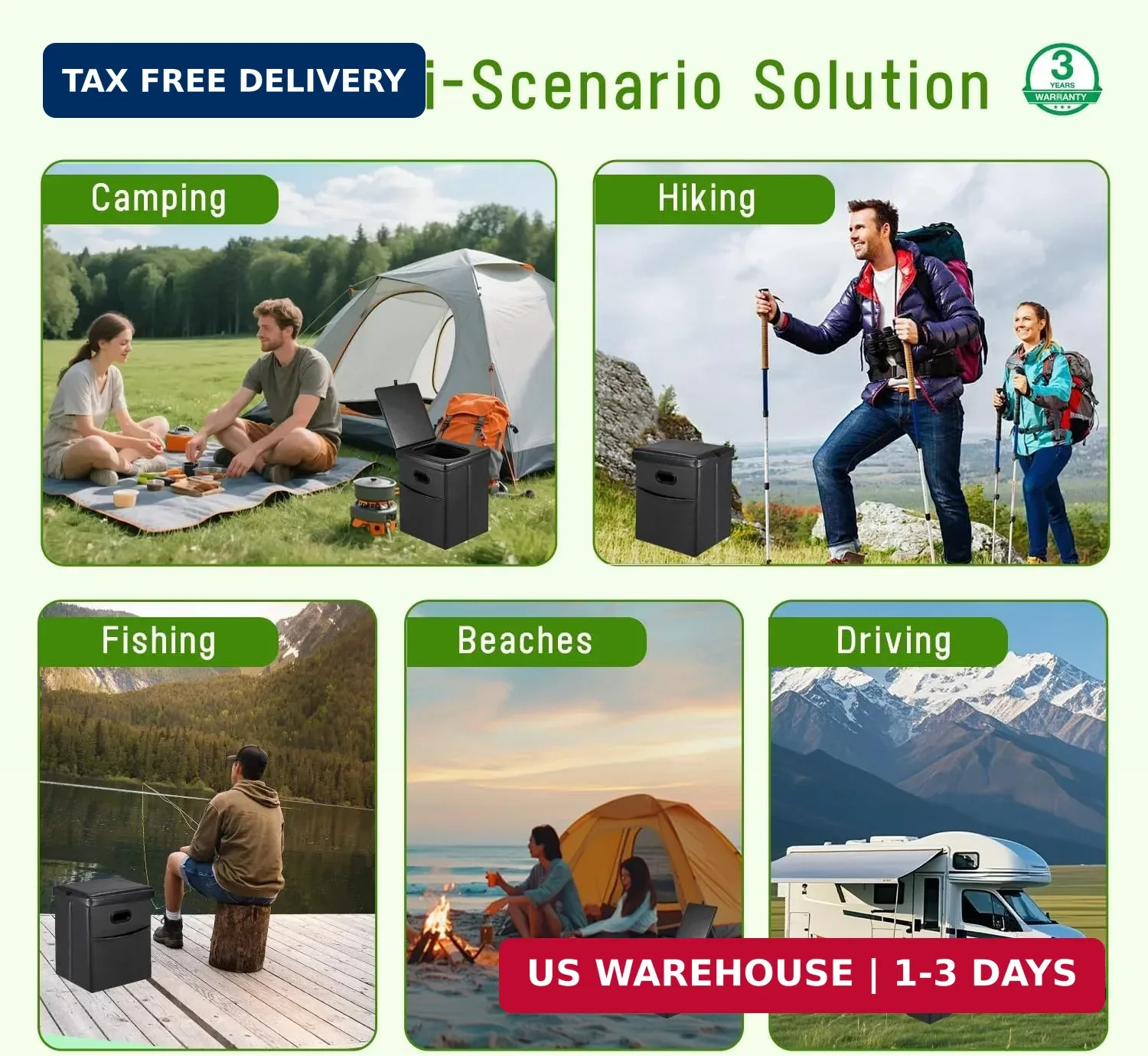 Panmout 16.5″ XL Portable Toilet for Camping, Foldable Travel Toilet for Adults