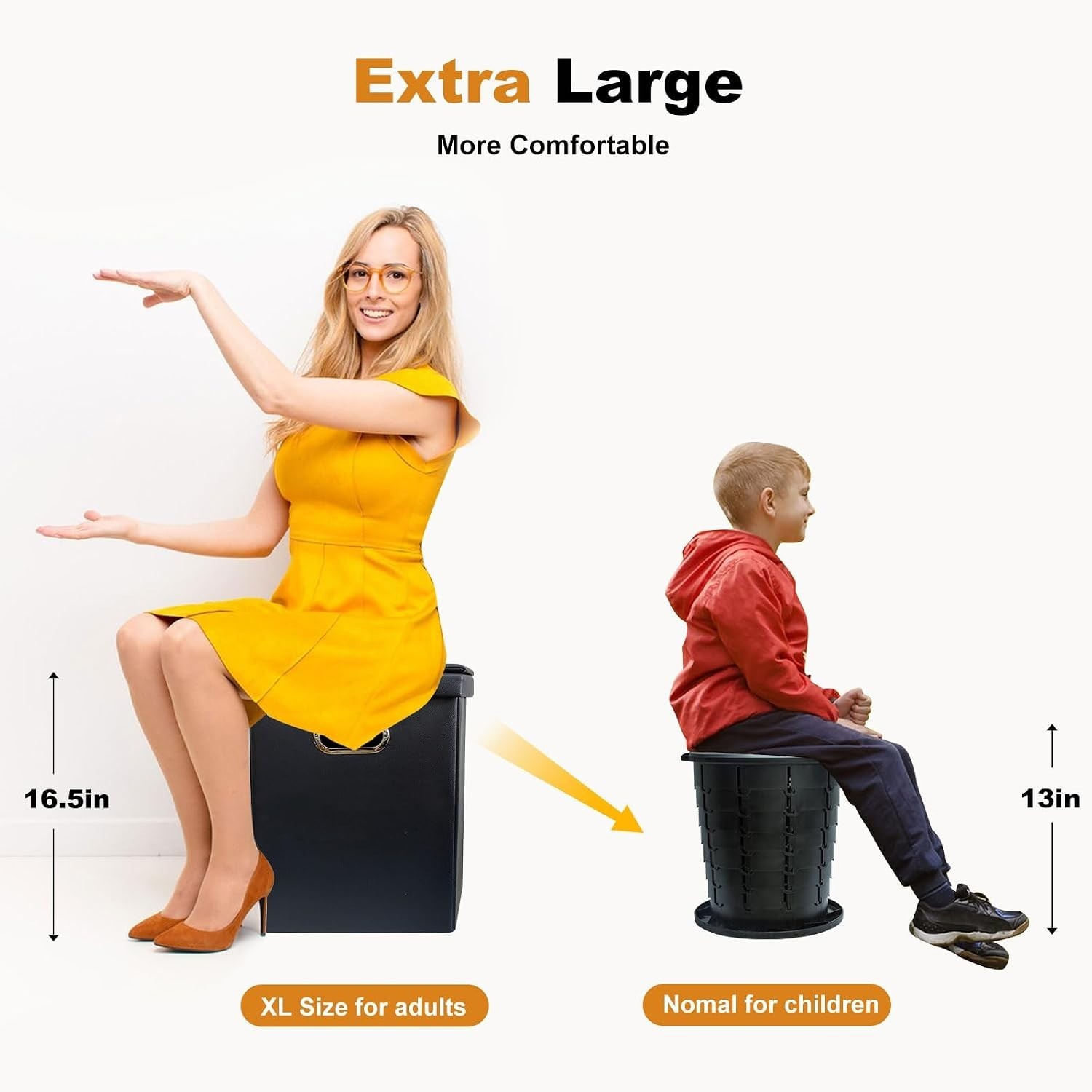 16.1 Inch Portable Toilet – Skin-Friendly Leather for Ultimate Comfort