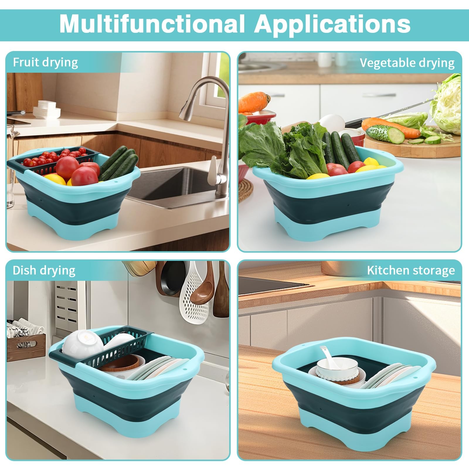Collapsible Dish Basin with Drain Plug and Portable Sink, 11L(2.91 Gallon) co…