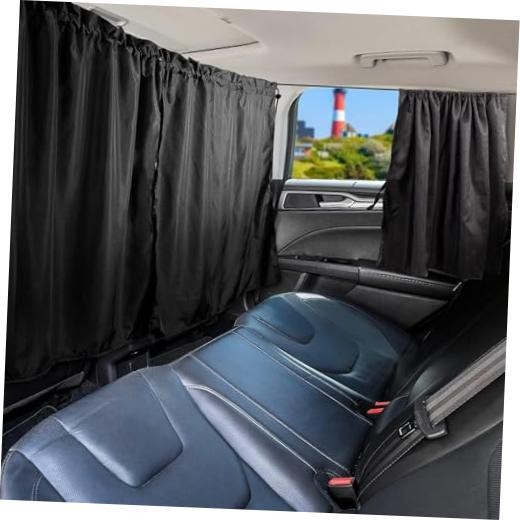 3PCS Car Privacy Curtains – 1 Rear Seat & 2 Side – Black (4pcs)