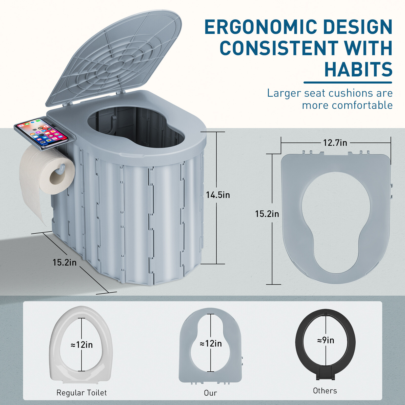 Portable Camping Toilet with Pop-Up Privacy Tent Outdoor Portable Folding Toilet