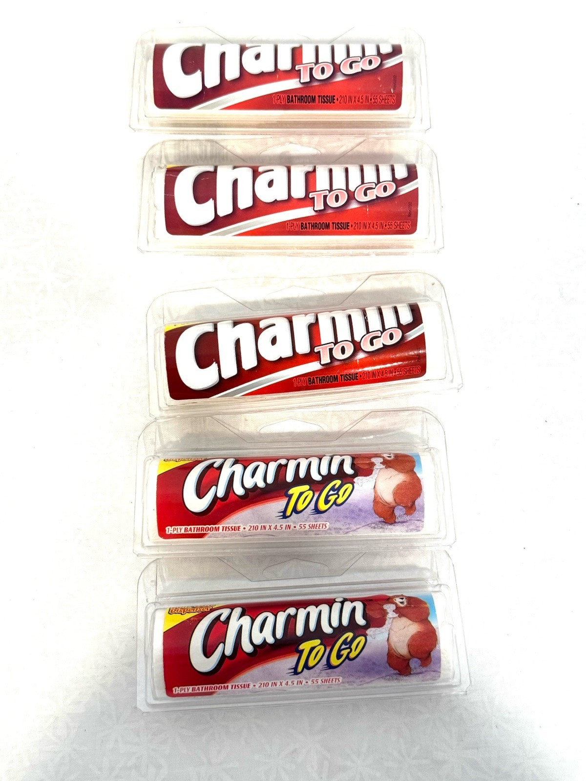 Vintage 2002 Charmin To Go Travel Toilet Paper 55 Sheets Sealed Lot of 5
