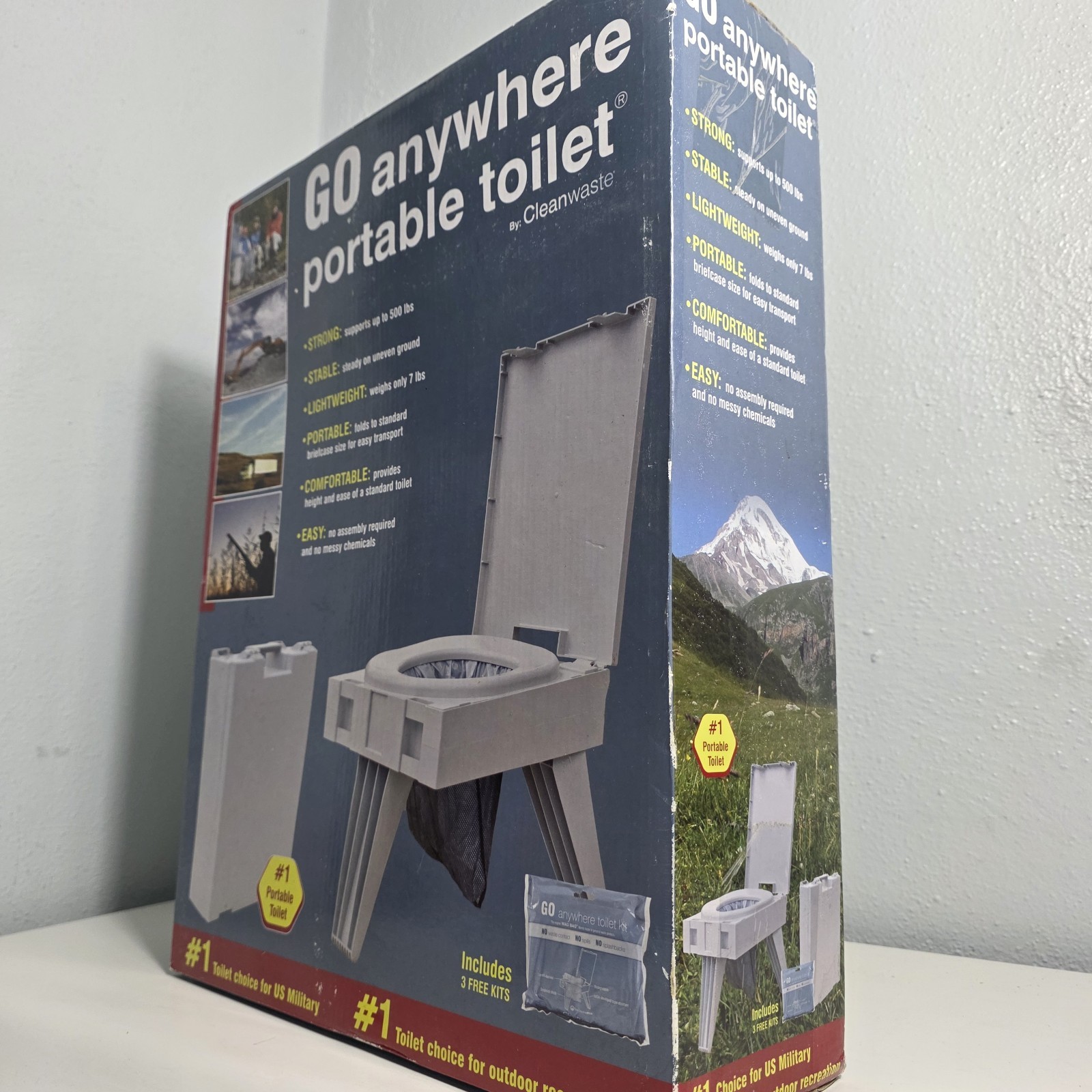 CLEANWASTE PORTABLE TOILET W/SAMPLE KIT OUTDOOR CAMPING TENT BRAND NEW IN BOX