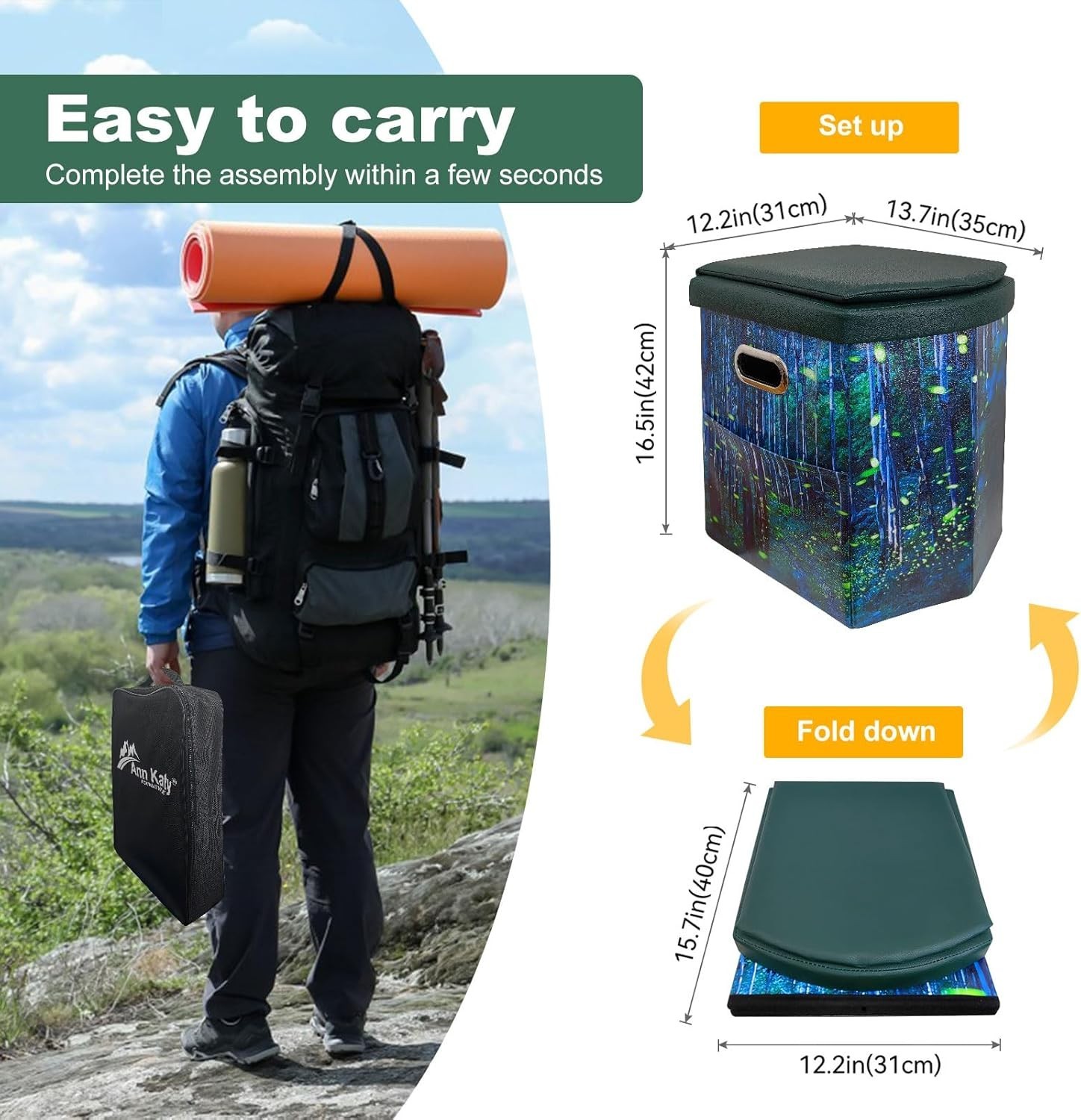 Tall Portable Toilet for Adults Lightweight 2.33 Kg Ideal for Outdoor Activities