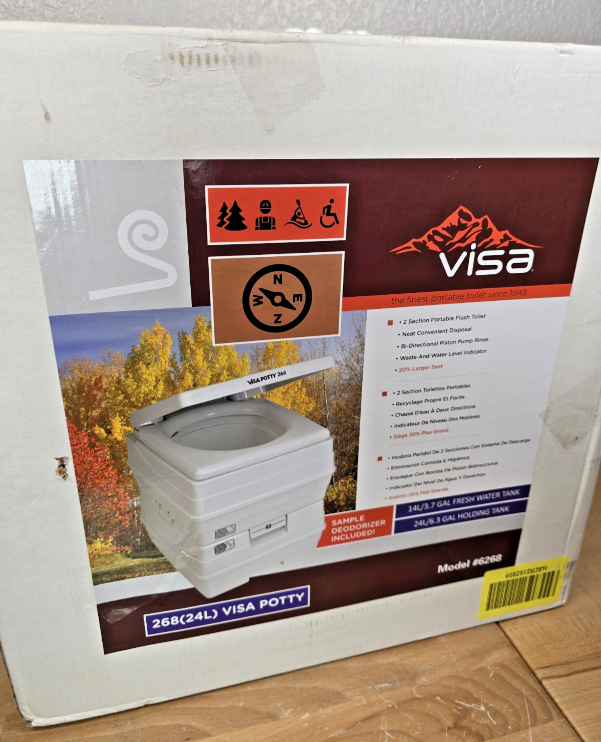 6.3 Gallon RV Portable Toilet 24L Camping Travel Porta Potty Indoor Outdoor