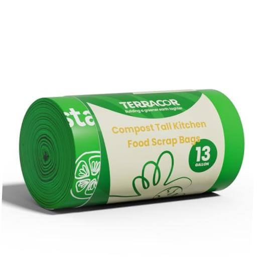 13 Gallon Compostable Trash Bags, 40 Bags Compost Bags Flat Top-13Gal-40 Bags