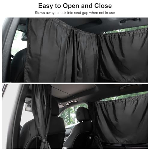 3PCS Car Privacy Curtains – 1 Rear Seat & 2 Side – Black (4pcs)