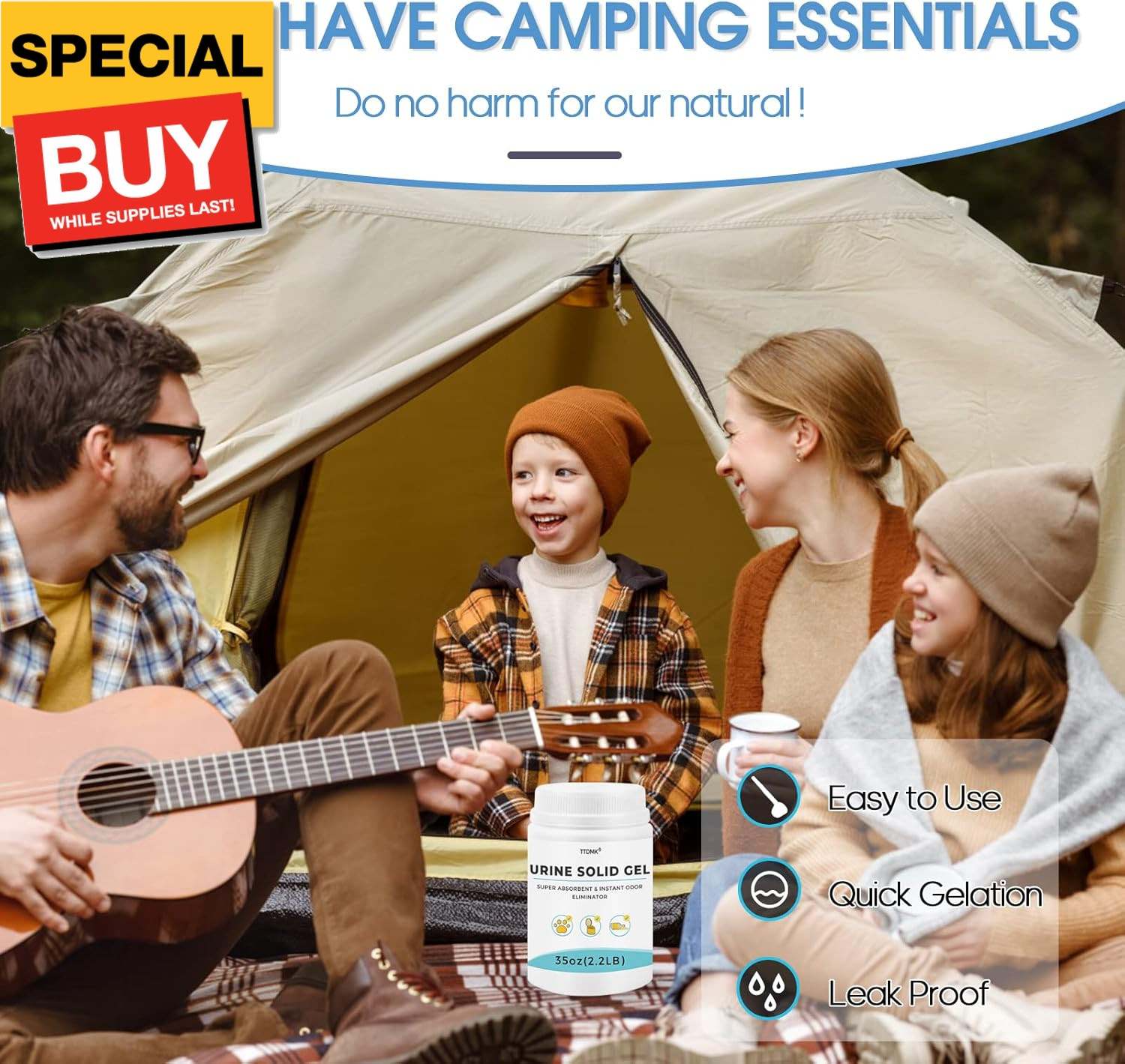 35.2 OZ Camping Toilet Chemicals with Spoon, Toilet Gel Pow for Portable Toilet,