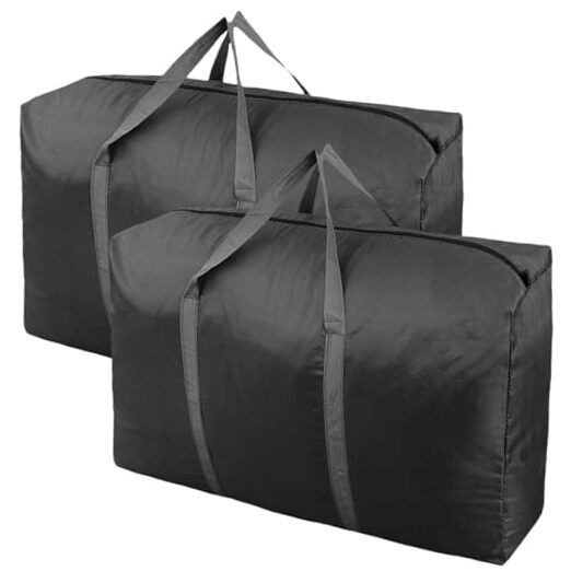 100L Extra Large Storage Bags, Big Moving Bags with Strong Zippers 2 Pack Black