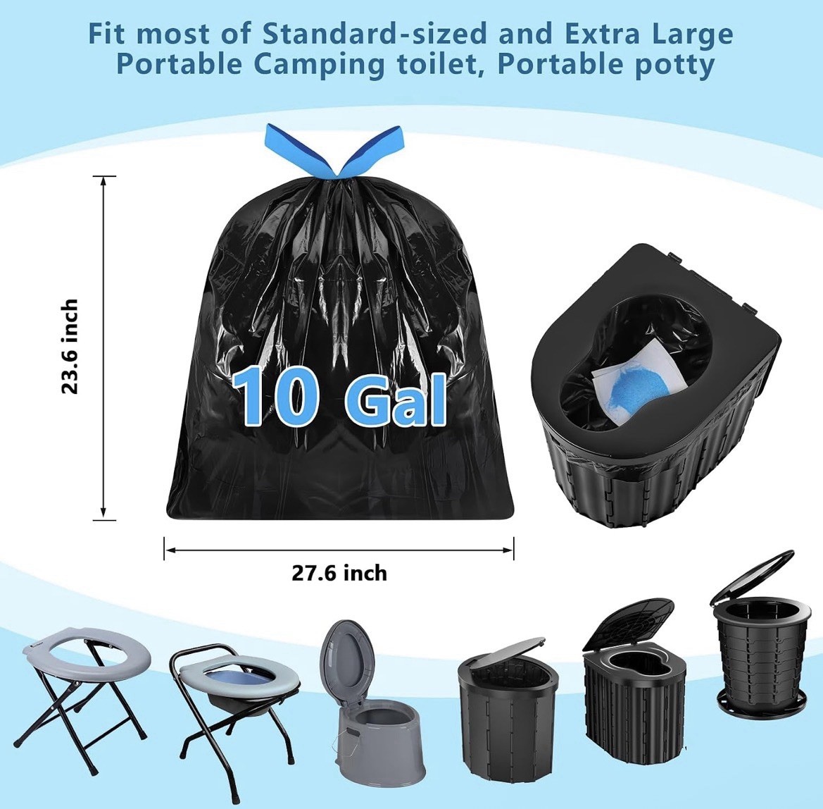 Portable Toilet Bags Poo Waste Set, 30 Count 10 Gal Camping Toilet bags with …