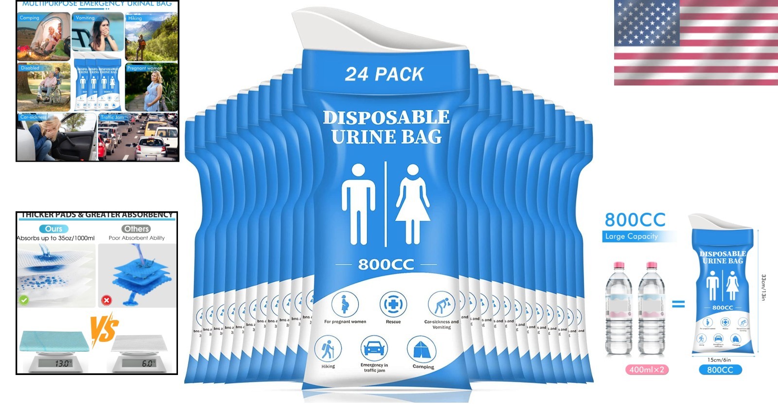 Eco-Friendly 800ML Urine Bags – Portable and Leak-Proof for Emergency Situations