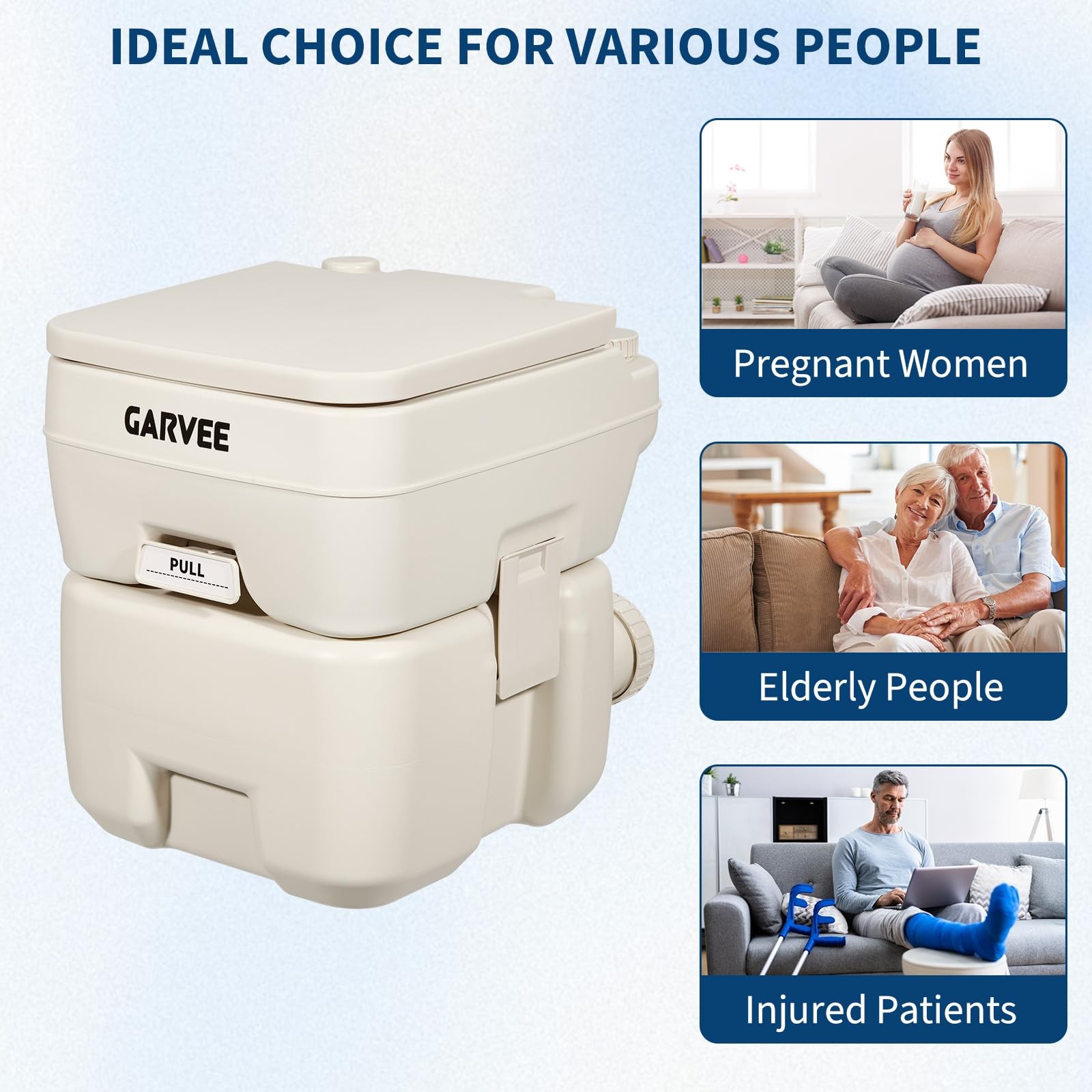Garvee 5.3 Gallon Portable Toilet For Camping Carry Bag Tank Ideal For Boat Rv
