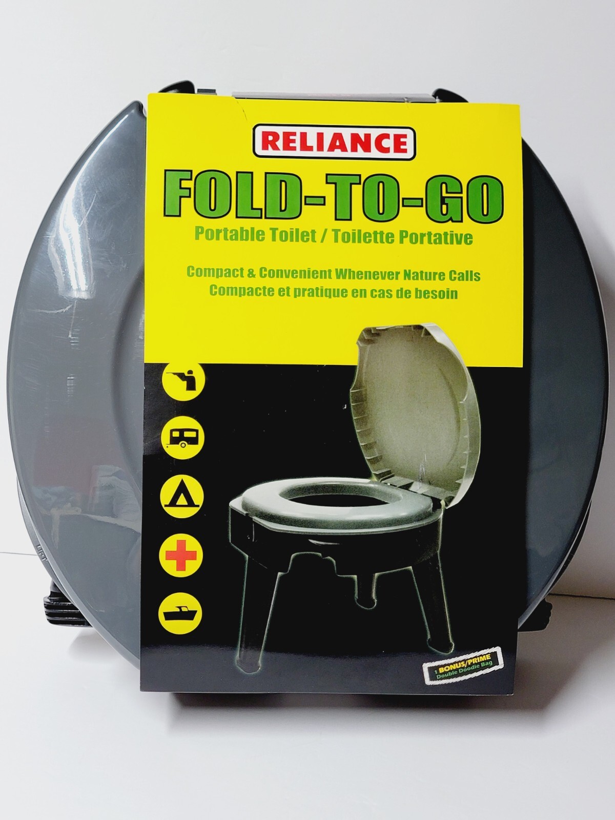 Portable Camping Toilet FOLD-to-GO Folding Reliance Products Black NEW
