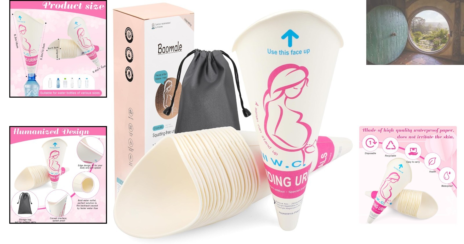 Convenient Disposable Pee Cups for Women – 20 Pack Urinal Funnels for Outdoors
