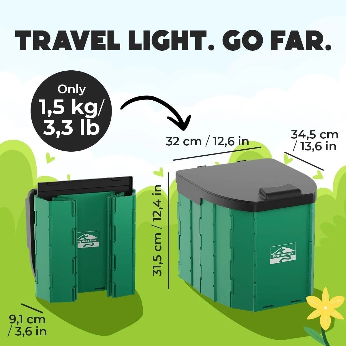 Lightweight Camping Toilet – Foldable & Durable for Hiking, Road Trips, 440 lbs