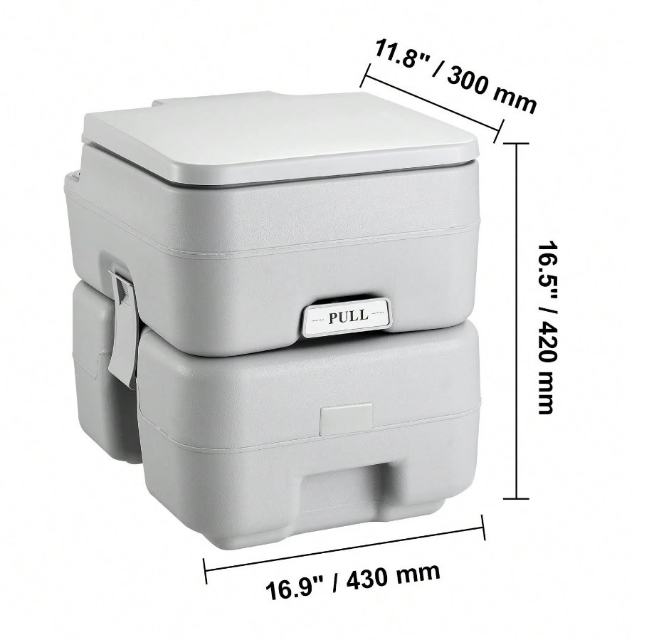 Portable Flush Camping Toilet 5.3 Gal Waste Tank 3.2 Gal Water Tank Carry Bag