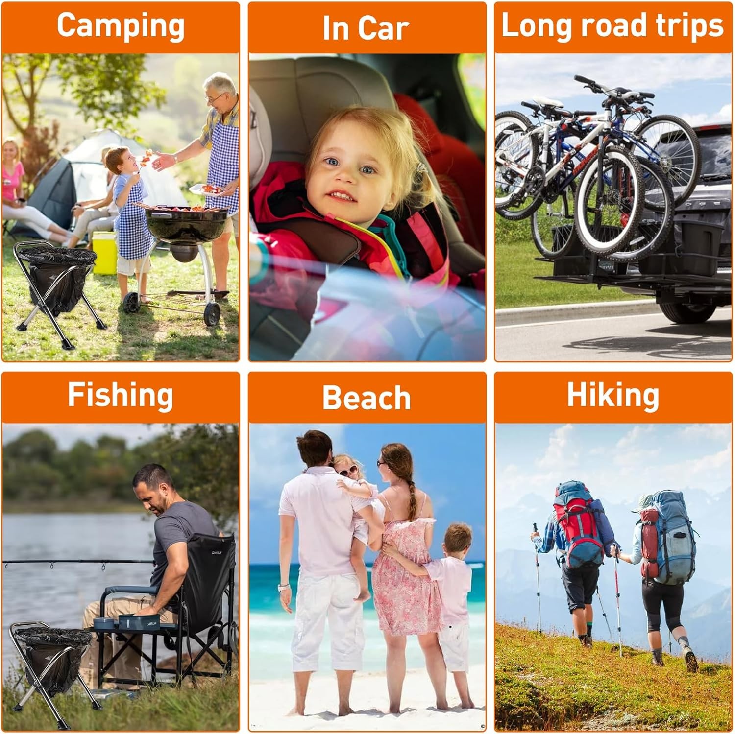 Portable Toilet for Camping, Height Adjustable Travel Portable Potty for Adults,