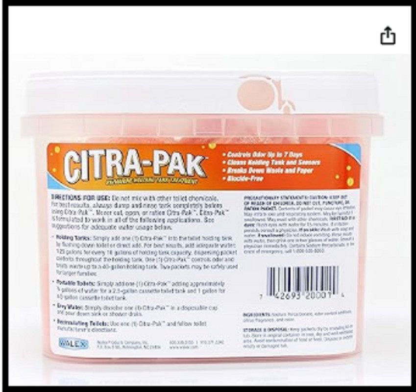 Walex Citra-Pak RV/Marine Black Holding Tank Deodorizer Drop-Ins Treatment, Odor