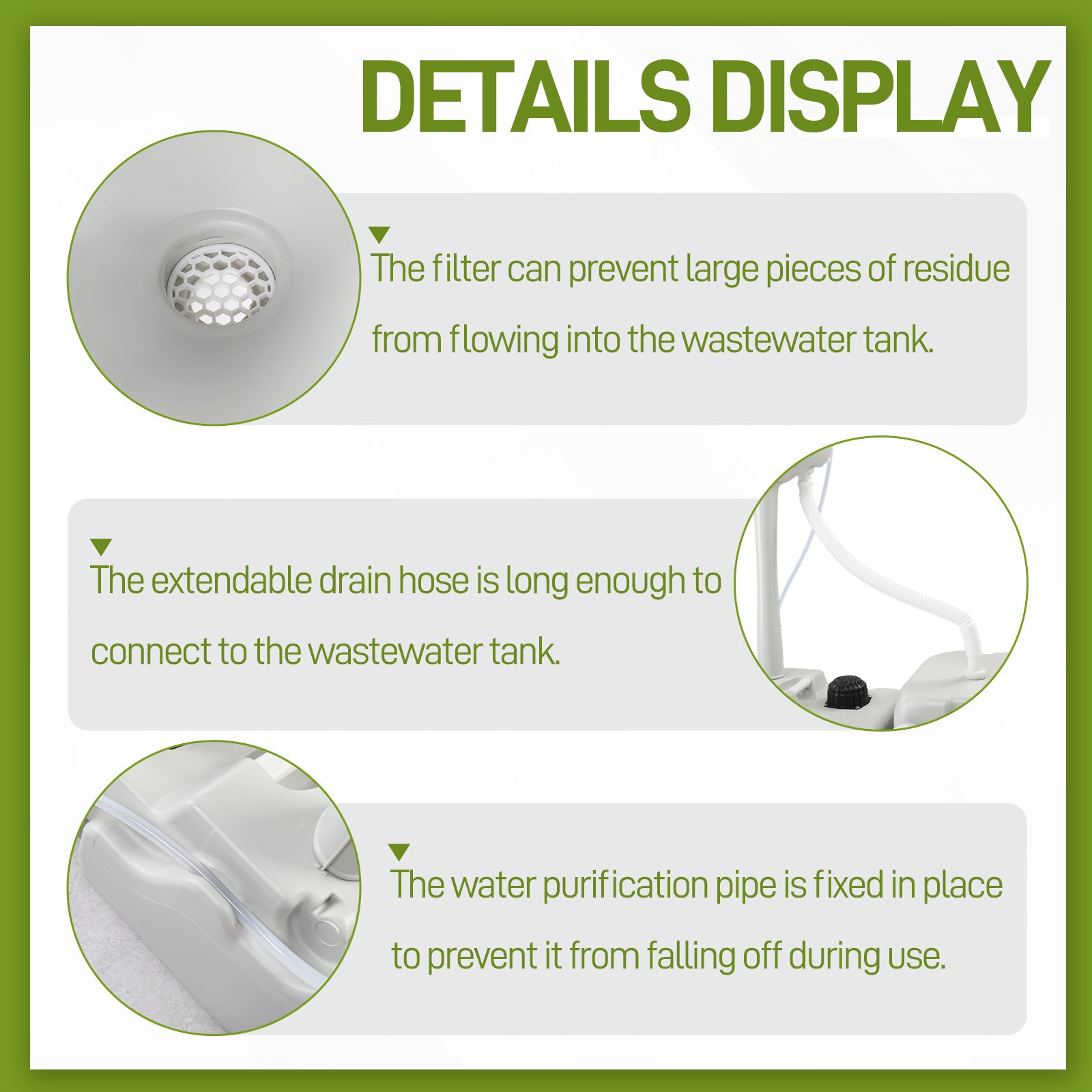 Removable Camping Hygiene Sink Water Tank Wash Basin Portable RV Home w/Wheels