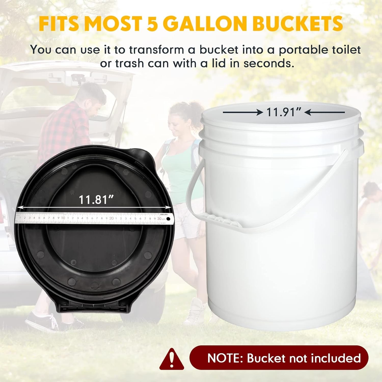 Glenmal 5 Gallon Bucket Toilet Seat with Lid Camping Bucket Toilet Seat with