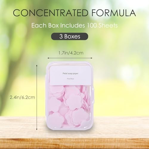 300pcs Portable Hand Washing Soap Sheets, Scented Mini Soap Sheets, Pink