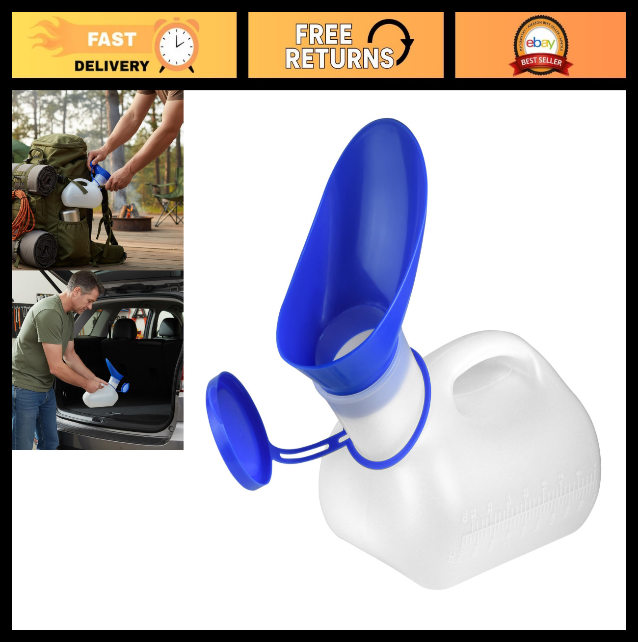 Portable Female Urinal Funnel – Spill Proof 32 Oz Pee Device for Travel, Camping