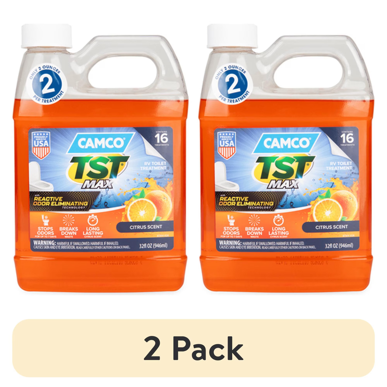 (2 pack) Camco TST MAX RV Toilet Treatment, Ultra-Concentrated Formula, 32oz,