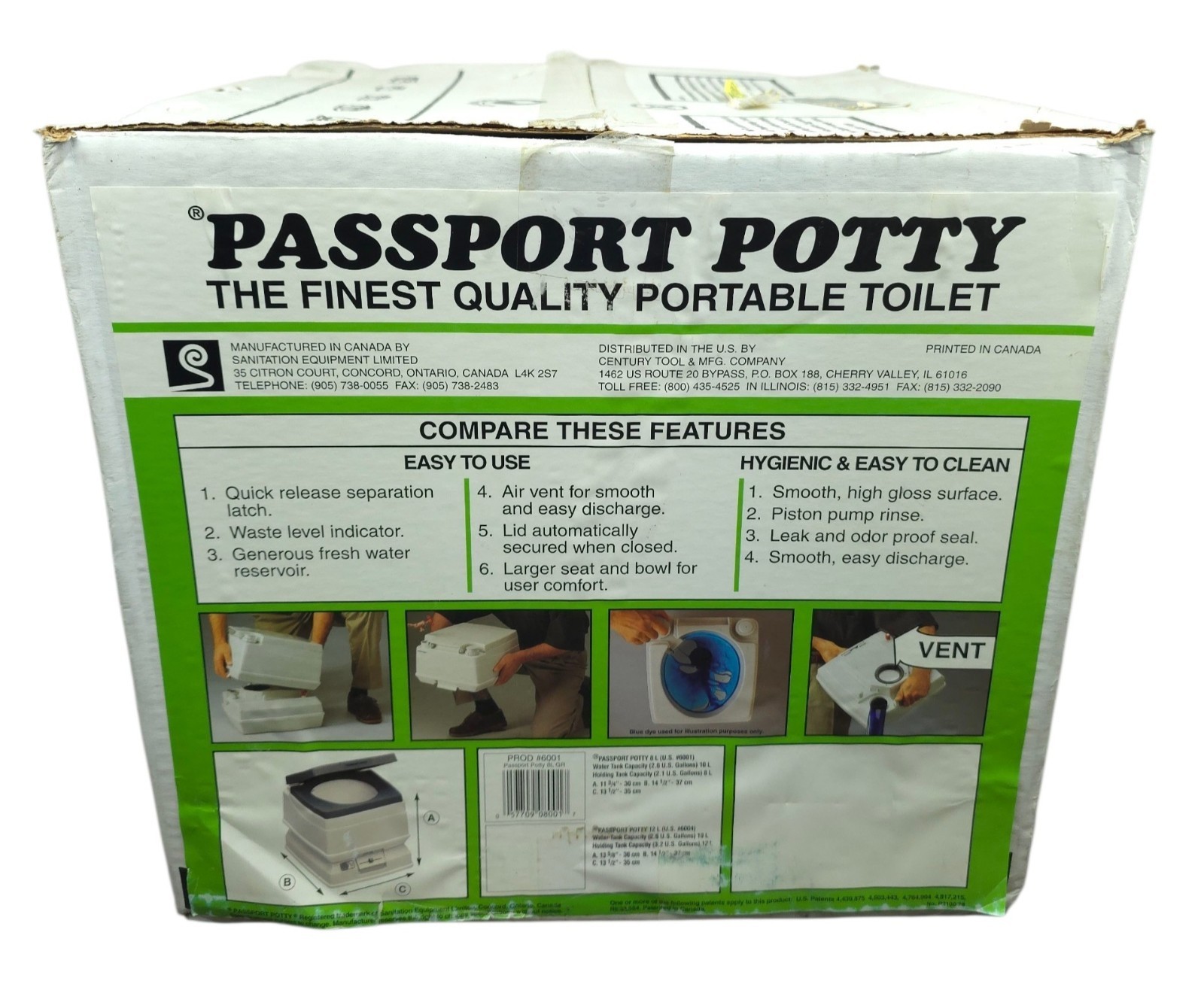 NEW Passport Potty 8L SpaceSaver Portable Toilet #6001 USA