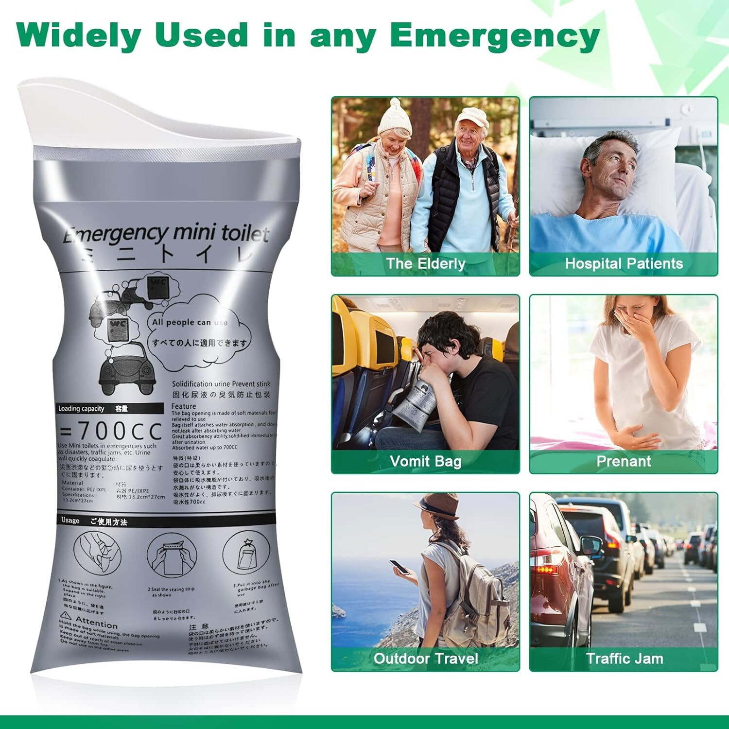 28 Pack 700ML Unisex Portable Disposable Urine Pee Bags For Hiking Travel