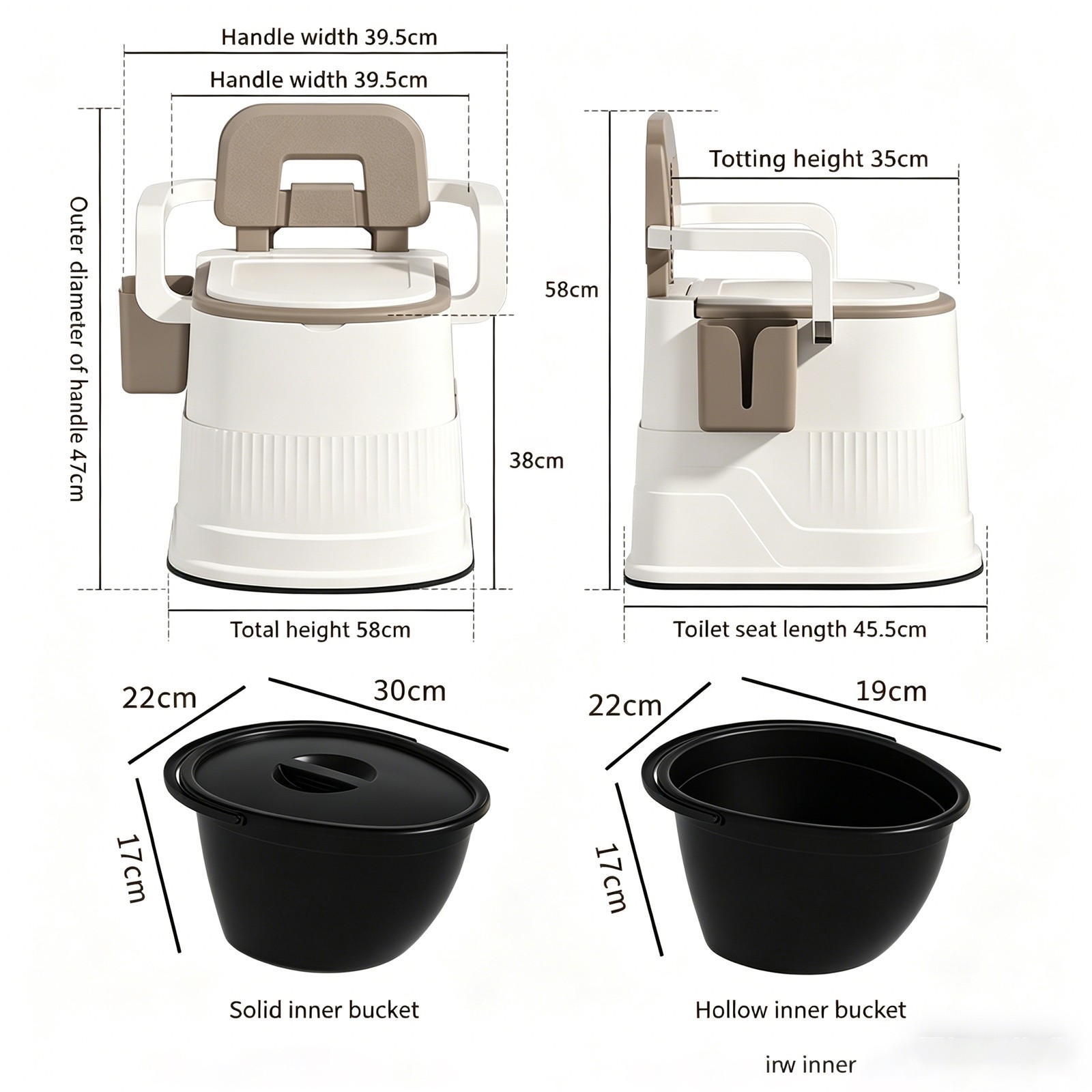 2-Gal Portable Toilet Travel Camping Outdoor/Indoor Commode Potty w/ Tissue Box