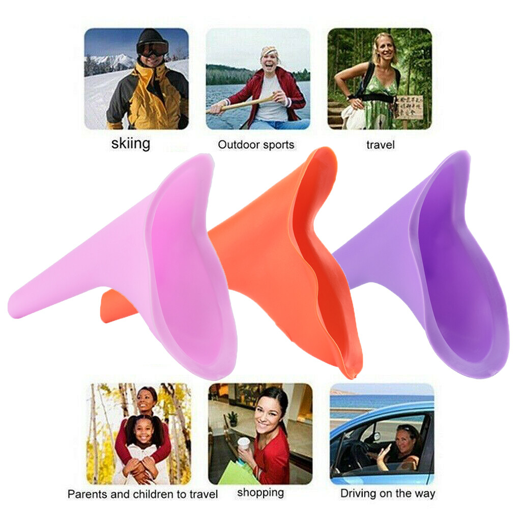 3PCS Female Urinal Reusable Silicone Pee Funnel Allows Women to Pee Standing Up