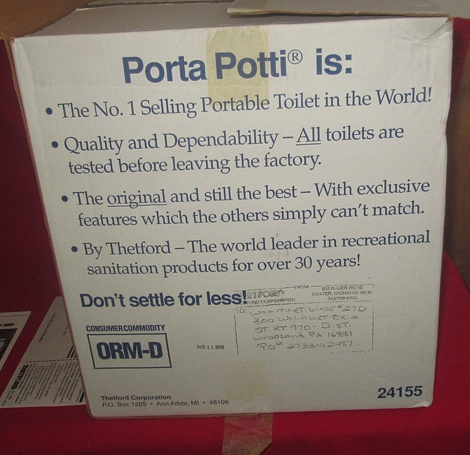 New in Box Thetford Porta Potti 155 2.6 Gallon Fresh Water Hold Tank – 24155