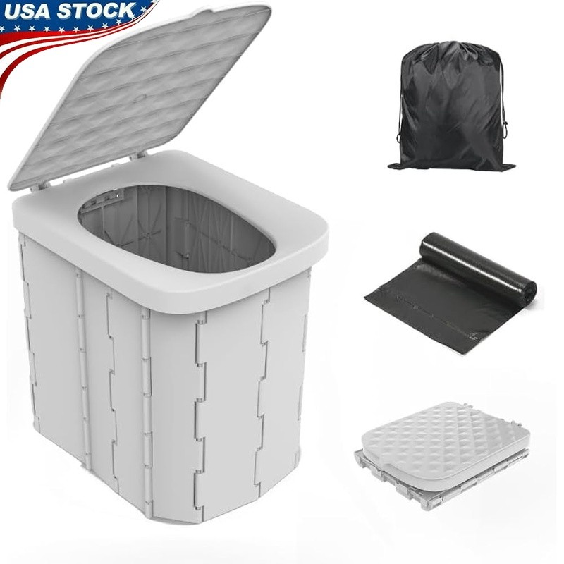 Portable Toilet Camping Sturdy Folding Outdoor Indoor Multiuse Easy Clean New