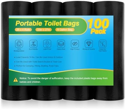 Portable Toilet Bags – 8 Gallon Camping Toilet Bags, Biodegradable Travel Pot…