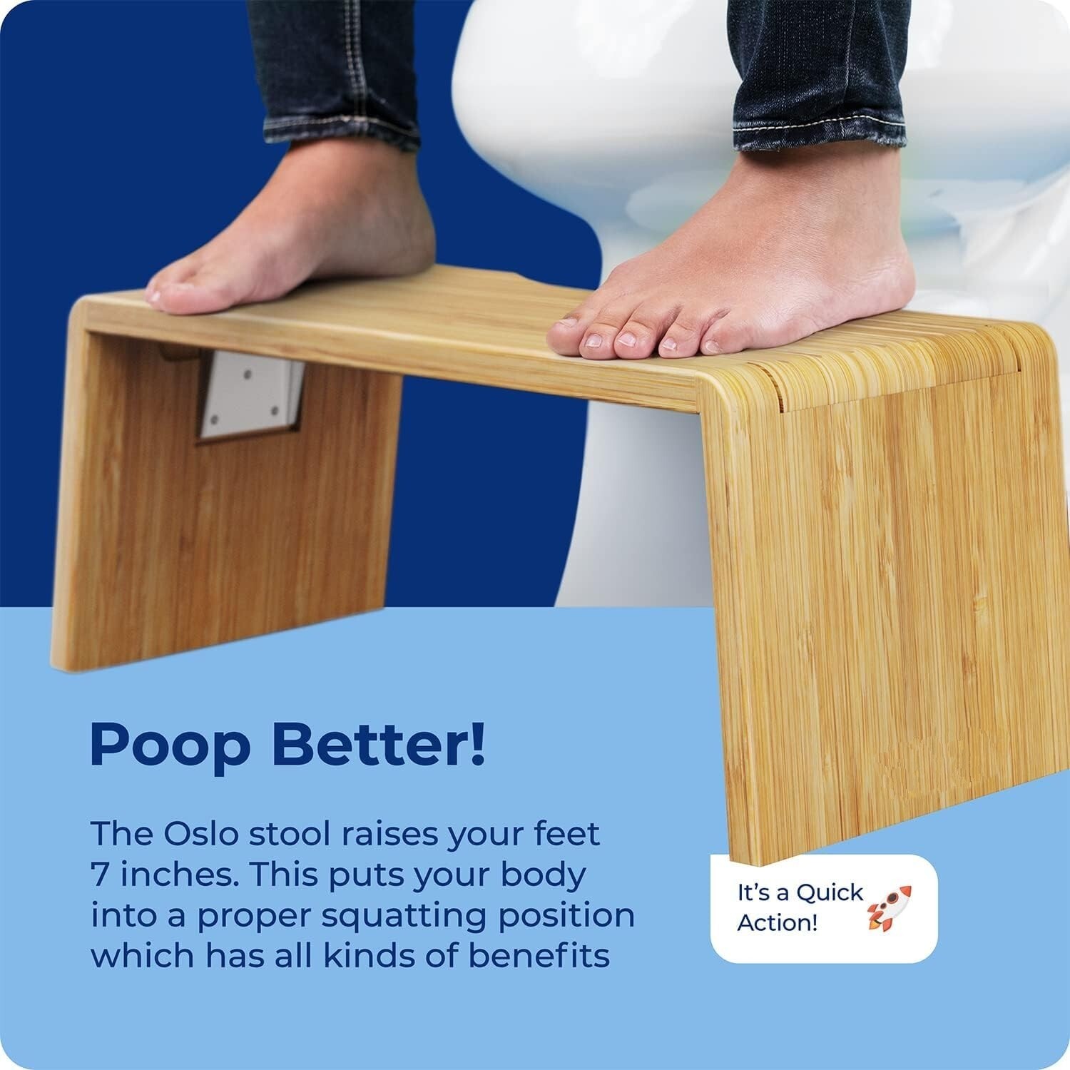 Taburete Plegable Para Inodoro Para Adultos, Bambú Resistente De 7 Pulgadas NEW.