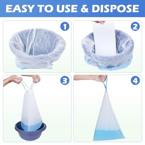 CHMI 150 Pack Commode Liners with Absorbent Pads，150 Disposable Commode Bags and