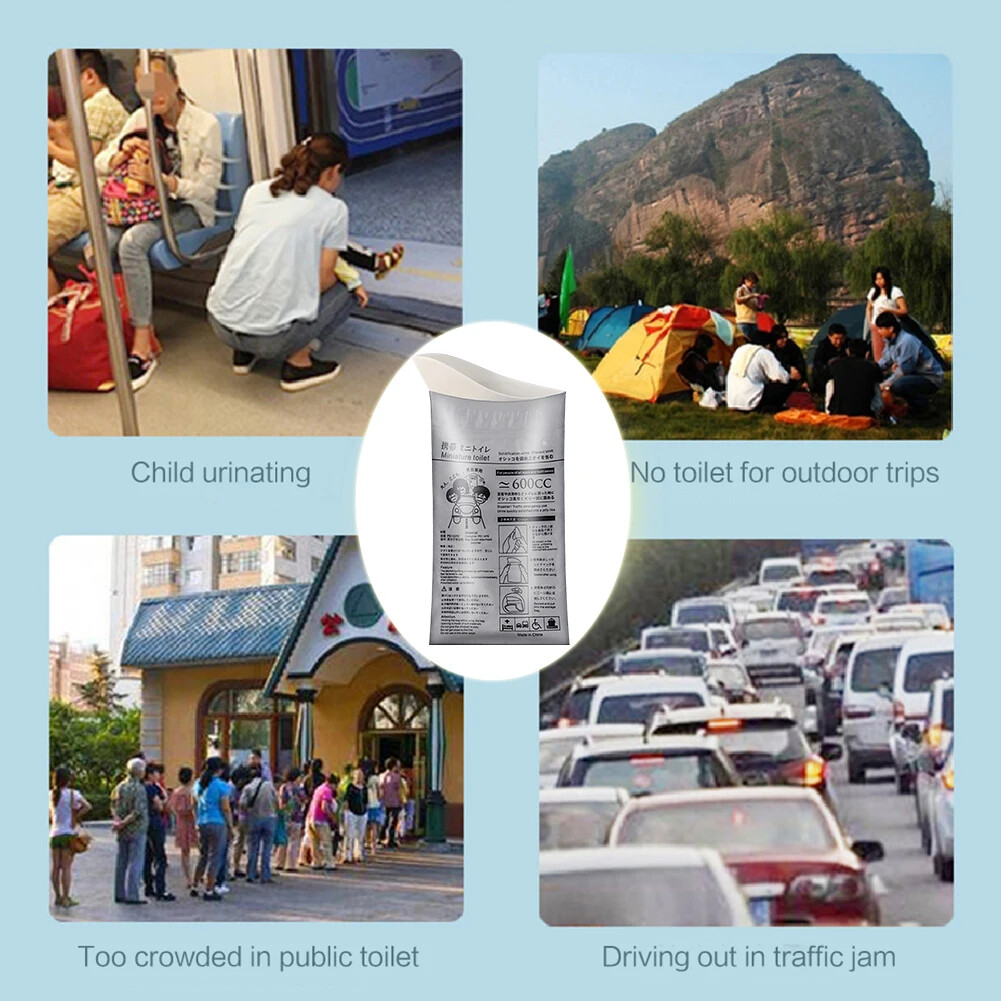 100-8PC Outdoor Emergency Urine Bags 600ml Disposable Mobile Toilet Portable Bag