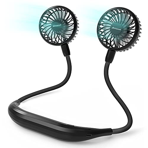 2600mAh Portable Neck Fan, Wearable Hands-Free Battery Operated with Black