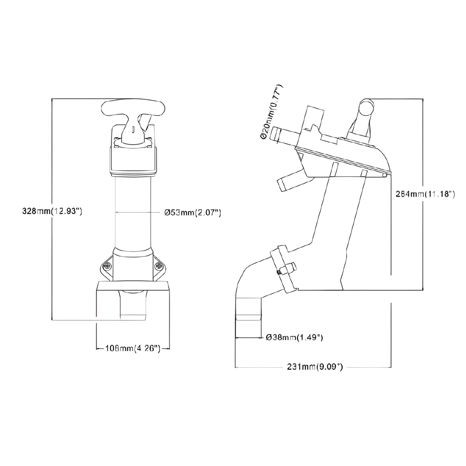 SEAFLO Manual Toilet Pump Flush Handle Kit – Compatible with SEAFLO and JABSC…