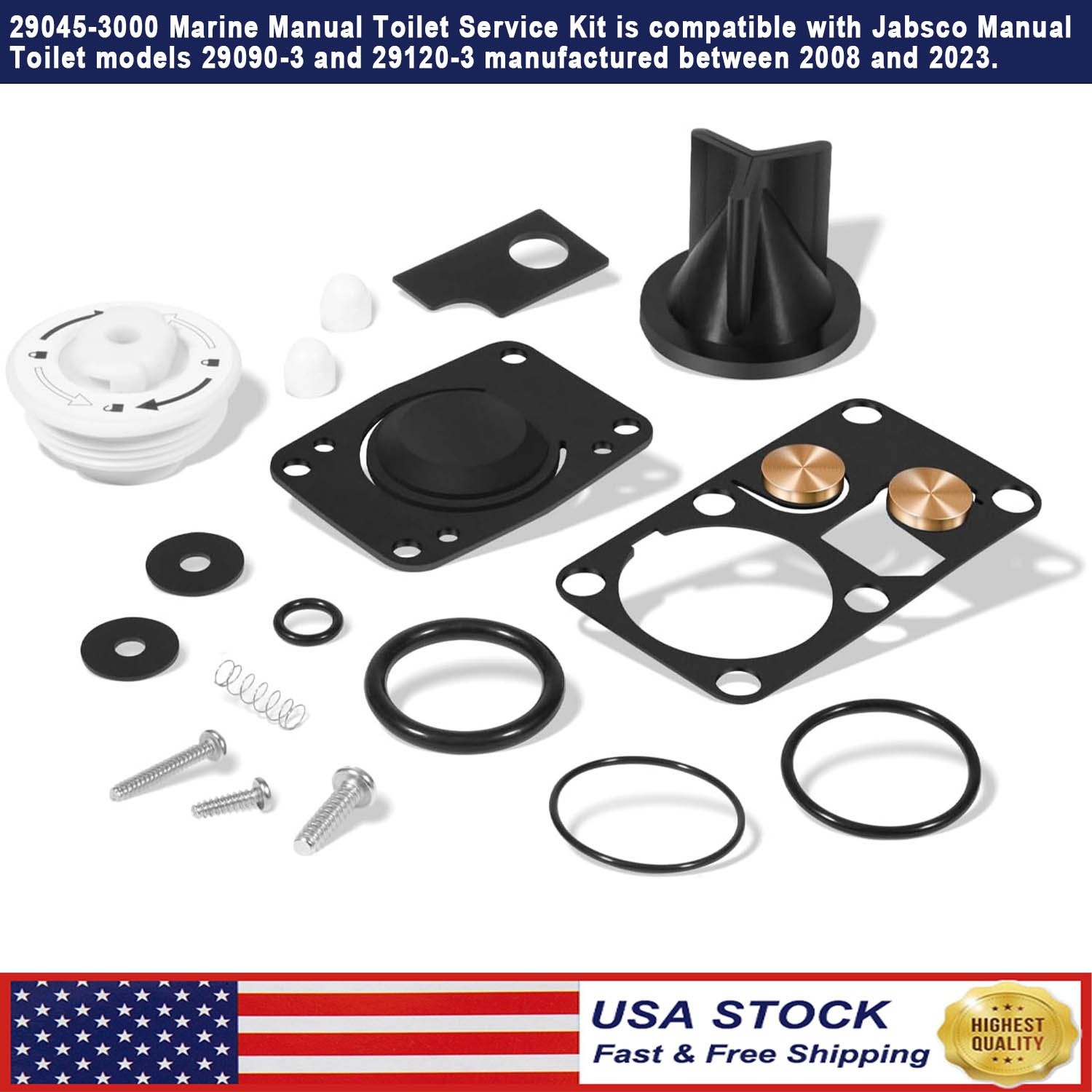 Replacement for Jabsco Manual Toilet Service Kit 2008-2024 Jabsco 29045-3000
